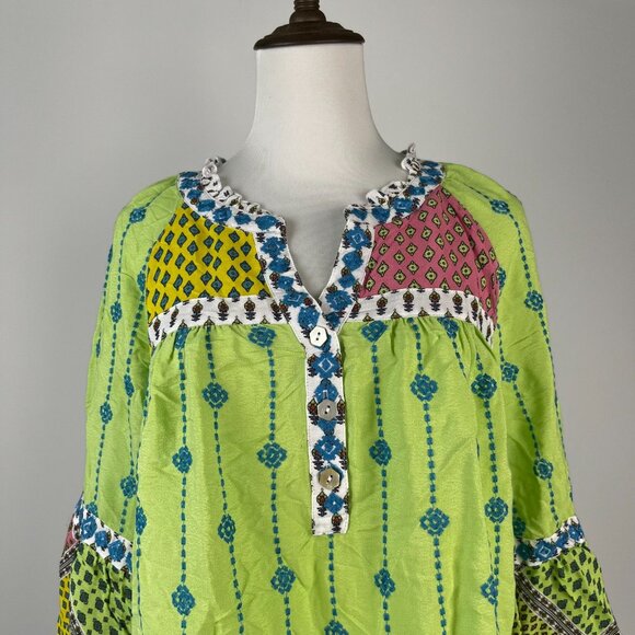 NWOT John Mark Embroidered Woven Multi Patchwork Tunic Top Blouse Shirt Size 3X - Picture 3 of 13